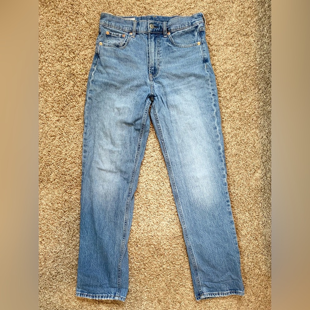 GAP Blue Sky High Straight-Leg Jeans with Natural Fading